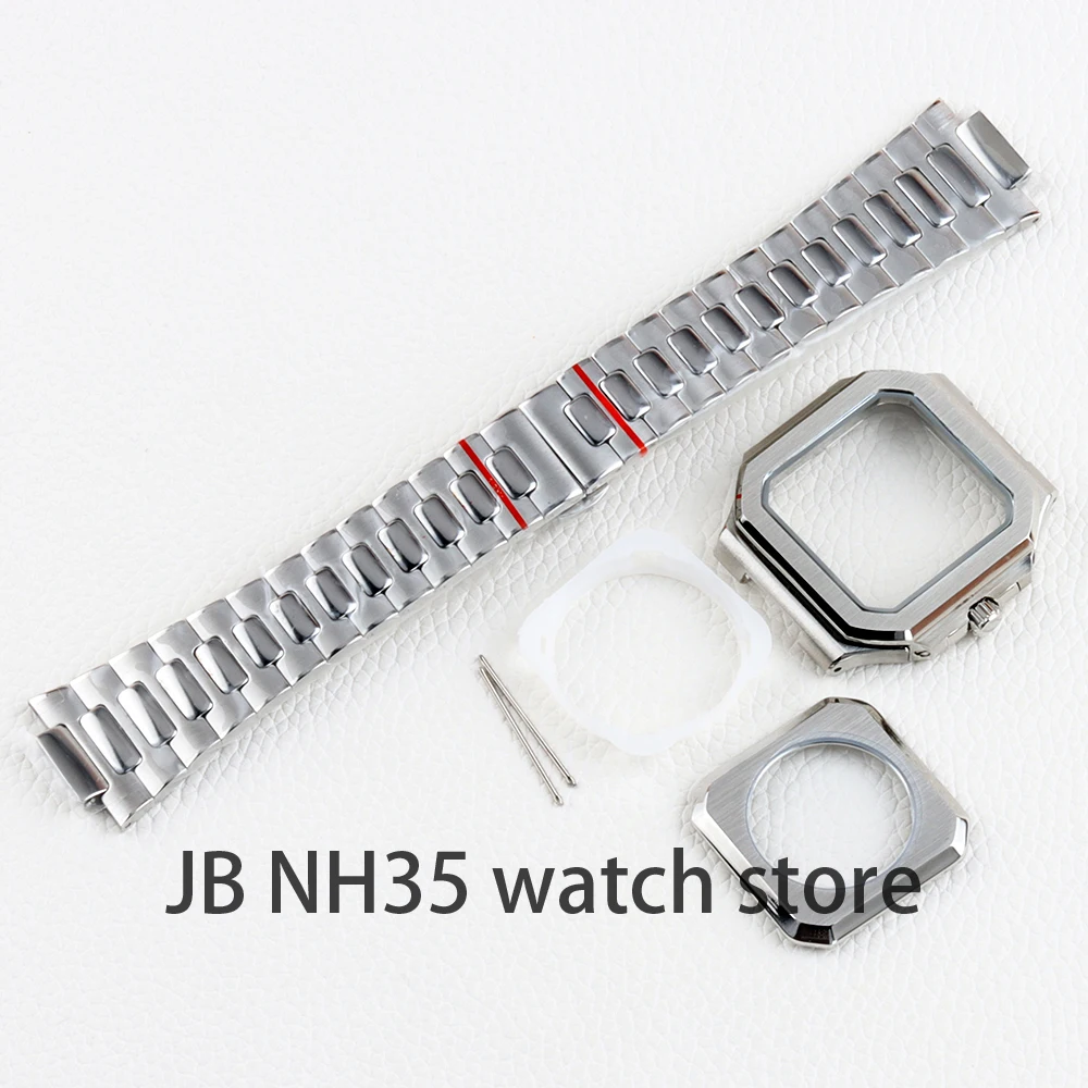 

New 42mm Square Watch Case For Modification Cubitus NH35 NH36 Automatic Movement 29.5mm Dial Stainless steel Bracelet Waterproof