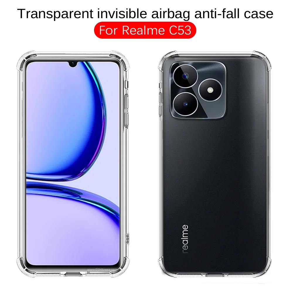 Transparent Slim Soft TPU Shockproof Cover For Realme C53 Case Clear Silicon Back Coque Readme C53 Realmi C 53 53C RealmeC53 4G