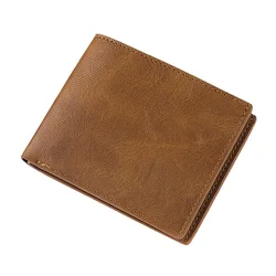 Retro Men's Wallet Multiple Pockets Classic Business PU Leather Zipper Credit Card Wallet Two -fold Horizontal Money Clip