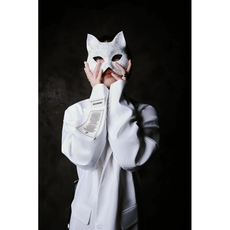 FC6For Men Women Cool Party White Cat Cosplay Mask Accessories - Make You The Coolest and Most Stylish One At The Halloween@FC8！