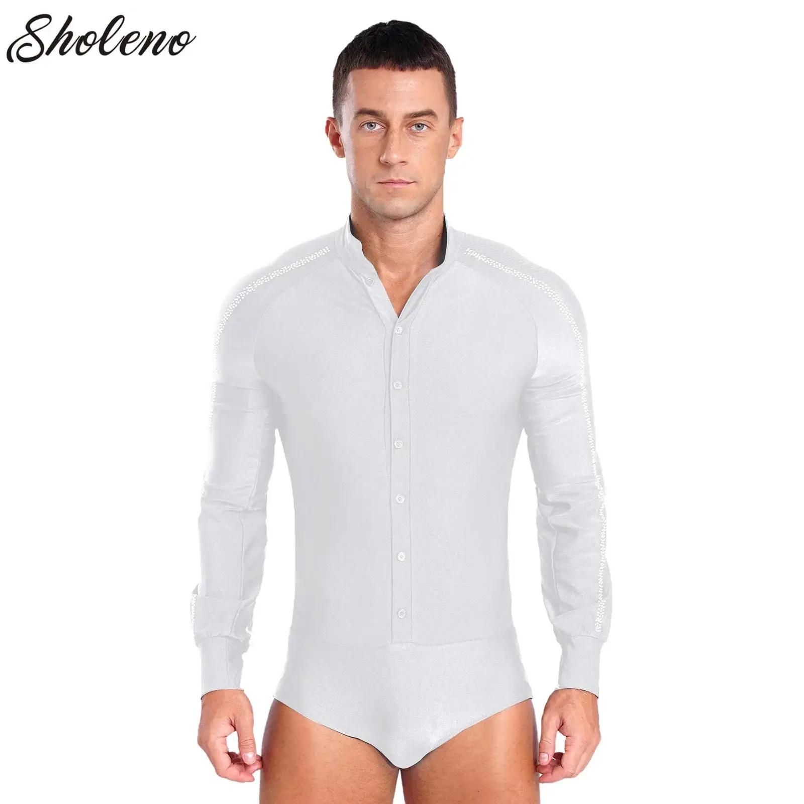 

Latin Dance Leotard Bodysuit Mens Tops Shirts Latin Ballroom Waltz Modern Dance Competition Sports Costumes Unitard Flamengo