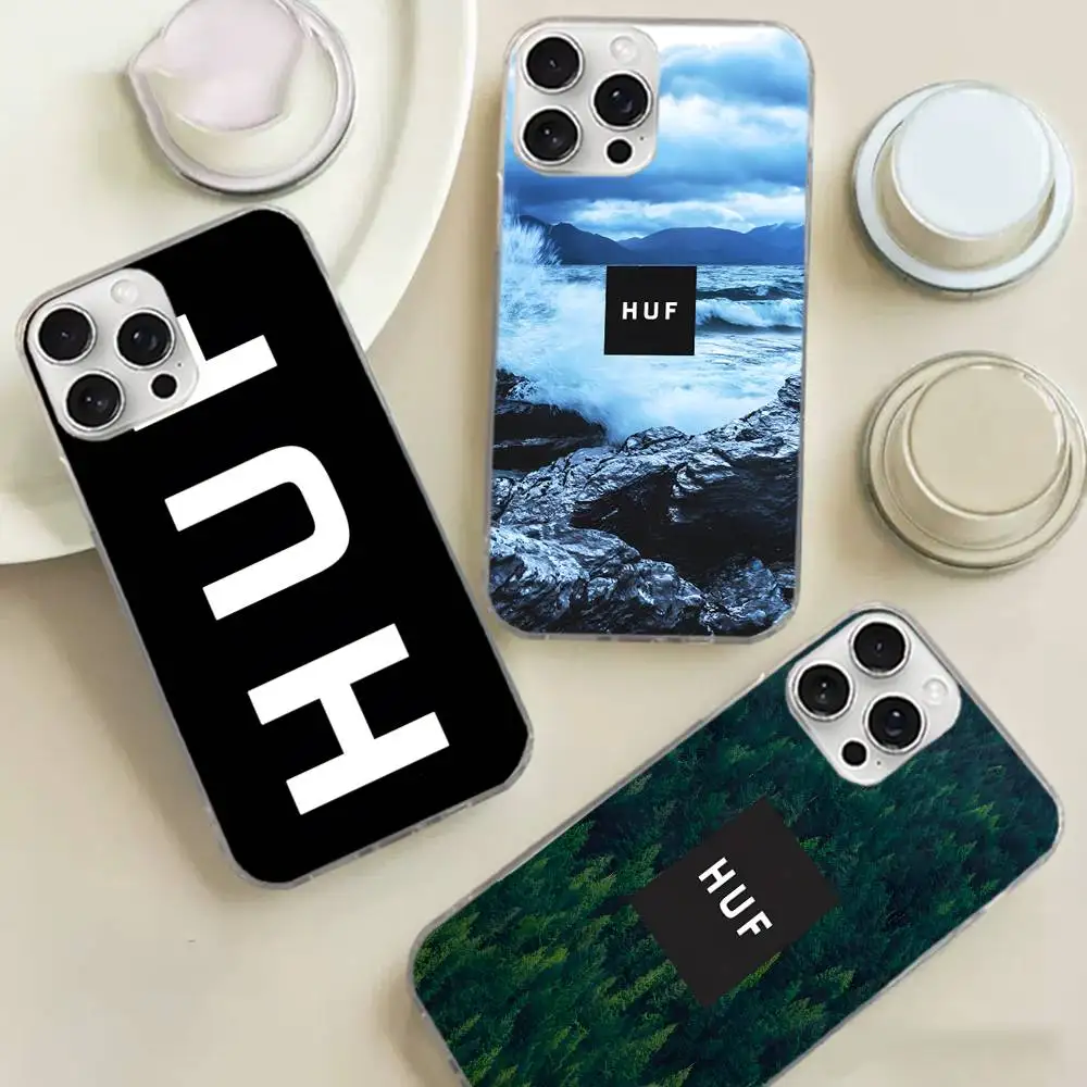 Capa de Celular H-HUF para iPhone 17 16 15 14 13 12 11 Pro Max Plus, Capa Colorida Acetinada