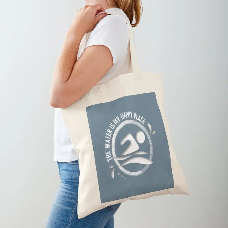 

Wild open water swimming, winter bathers. The Water is my Happy Place for swimmer swim lovers. Caroline Laursen Origina Tote Bag