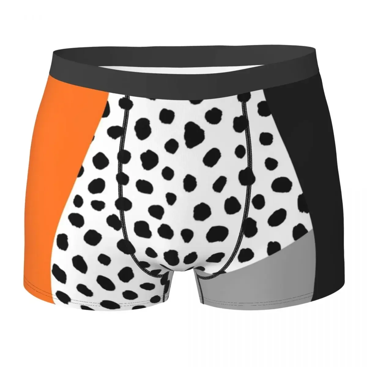 Boxer Underpants Shorts Geometric Polka Dot Black Orange And Grey Panties Men Breathable Underwear for Homme Man Boyfriend Gifts