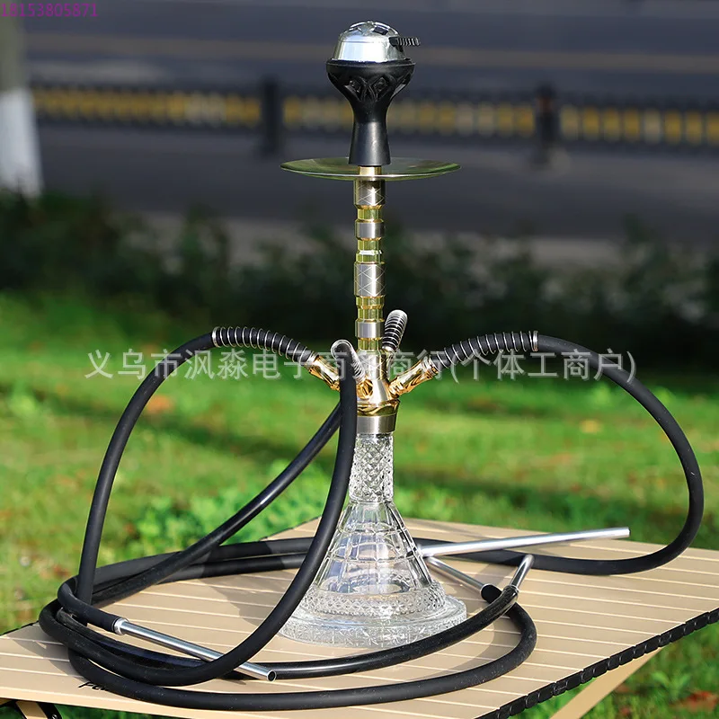 

Кальян из высококачественного алюминиевого сплава для баров, KTV и ночных клубов, двойной, с четырьмя трубками, полный комплект.