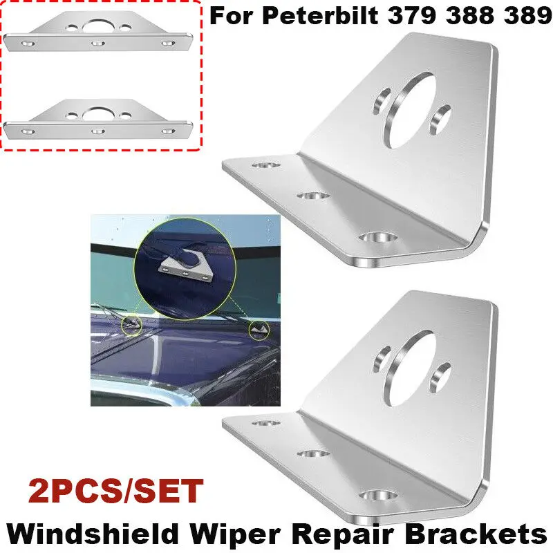 

1 Pair For Peterbilt 379 388 389 Windshield Wiper Repair Brackets Set - 304 Stainless Steel