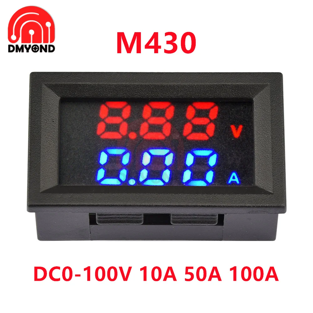 

M430 DC0-100V 10A 50A 100A LED Digital Voltmeter Ammeter Car Motocycle Voltage Current Meter Volt Detector Tester Monitor Panel