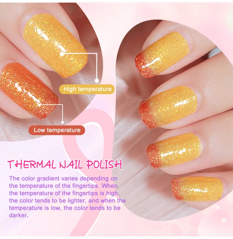 Wechselnder Gel-Nagellack, Glitzer-Gel-Nagellack, Temperaturfarben, Änderung des Farbverlaufs, Chamäleon, holografisch, Soak Off Nail Art Design