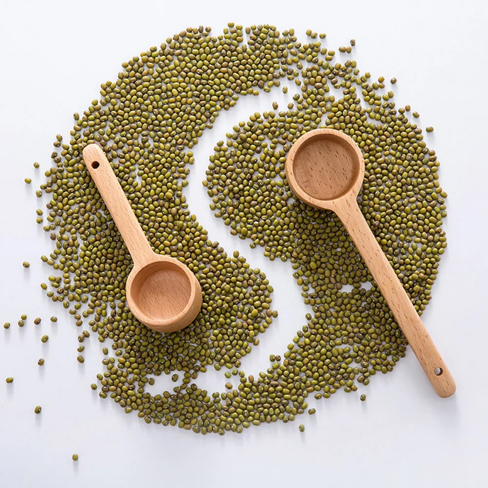 

Natural Wooden Spoon Long Handle Eco-Friendly Non-Toxic Scratch- Scoop Tea Coffee Measurer Small Size Wood Tableware