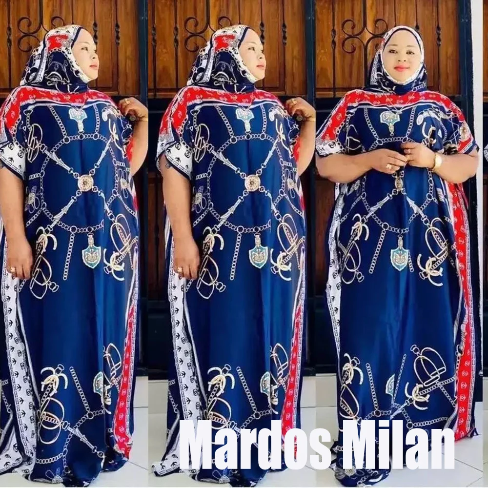 Muslim Abaya Oversize African Women Clothing Dubai Dashiki Free Size Casual Floral Dresses Loose Long Dress Vintage With Scarf