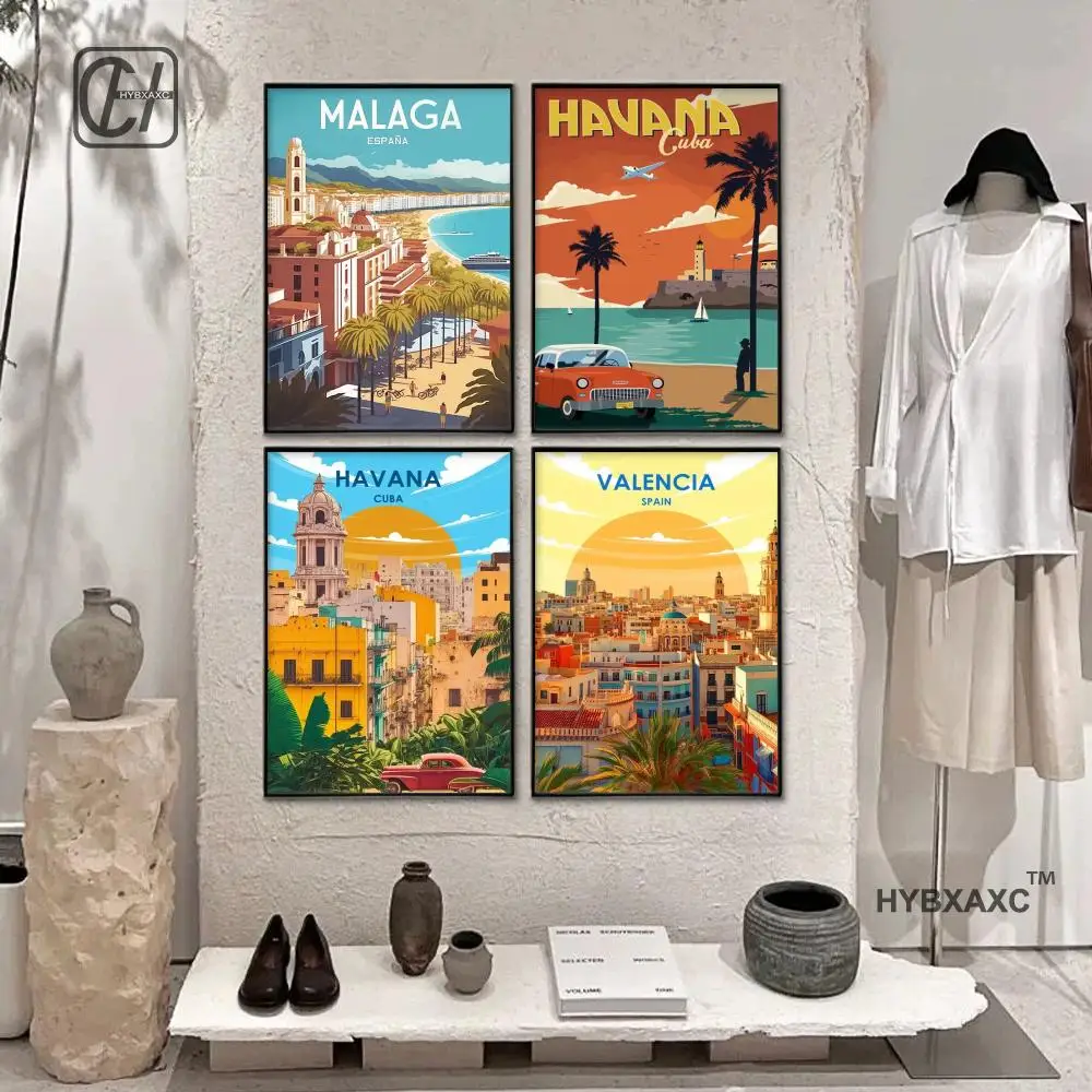 Spain Travel Poster Paris Gran Canaria Barcelona Madrid Granada Landscape Canvas Print Painting Wall Art Picture Room Home Decor