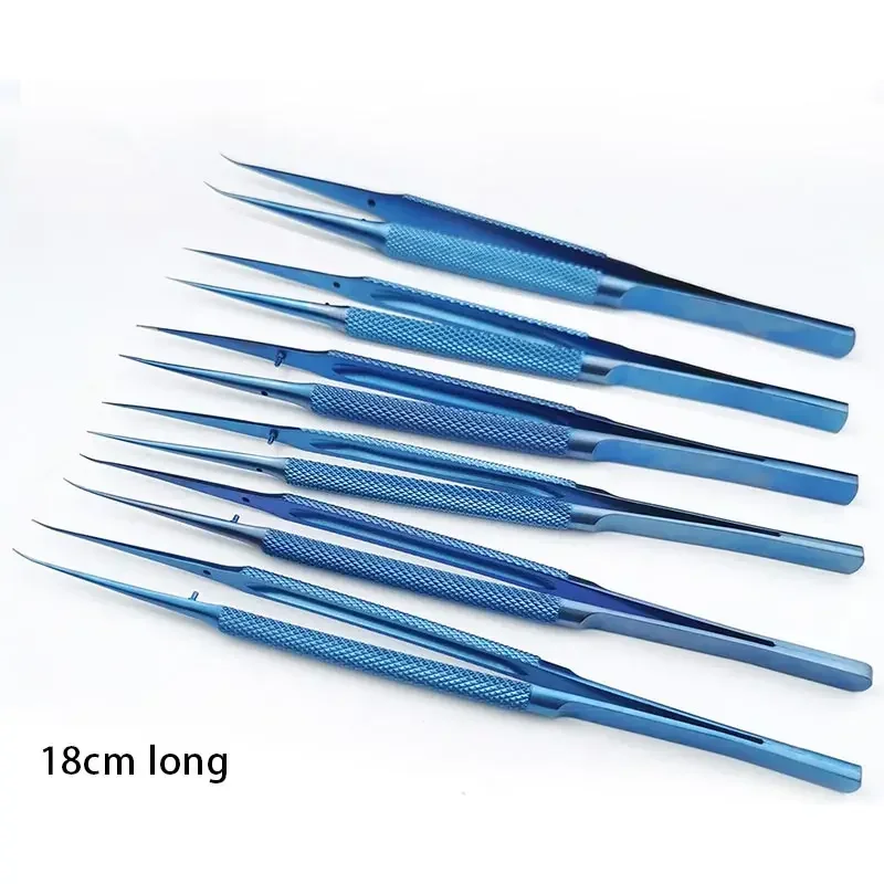 1pcs 18cm Ophthalmic Forpces Toothed/toothless Tweezers Clip Clamp Curved/Straight Small Animal Surgery Tools Eye Instrument