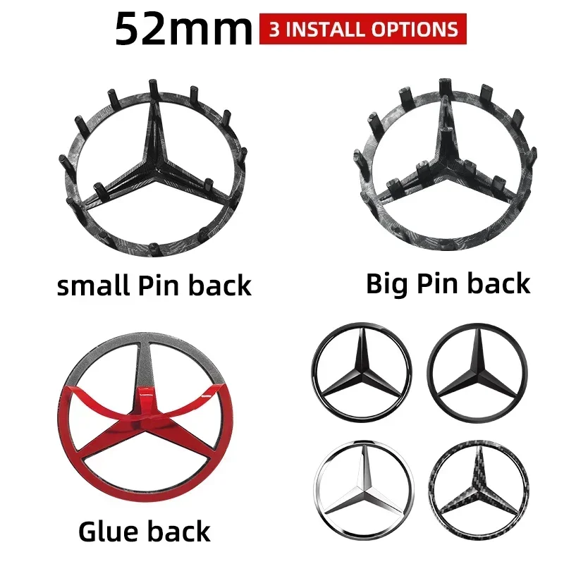 1pcs 52mm 57mm Car Steering Wheel Badge Emblem Sticker Auto Styling For Mercedes Benz AMG A B C E S Class GLC GLK GLE GLA CLA