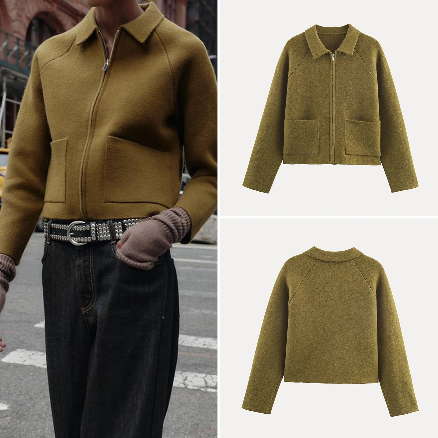 Modieus gebreid vest met rits voor dames, herfst 2025, Ele Personali, all-match, lange mouwen, vest voor meisjes