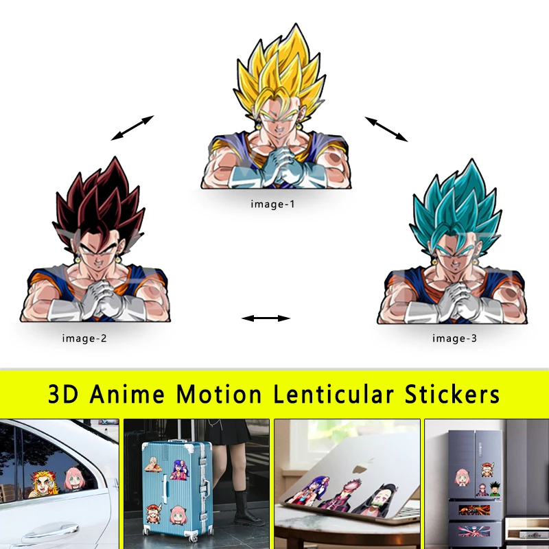 Vegetto 3D anime Motion Sticker Dragon Ball Z Anime Sticker Decalcomanie impermeabili per auto, laptop, frigorifero, parete, ecc. Giocattolo regalo