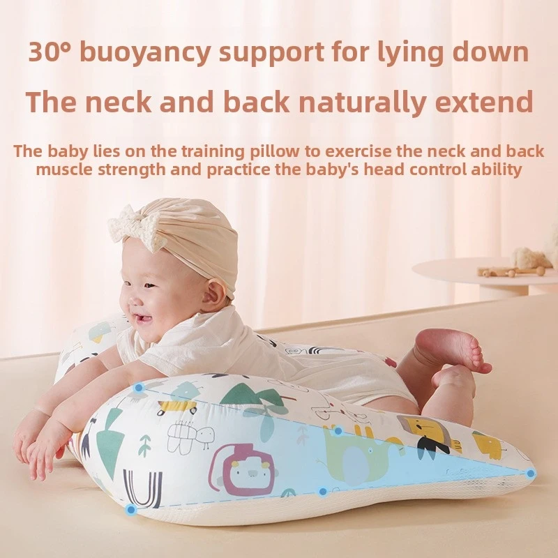 Langkes Baby Anti-Vomit Slope Pillow Double-Sided Bean Bag Ventilated Cooling Pillow for Tummy Time Training Anti-Reflux Nursing