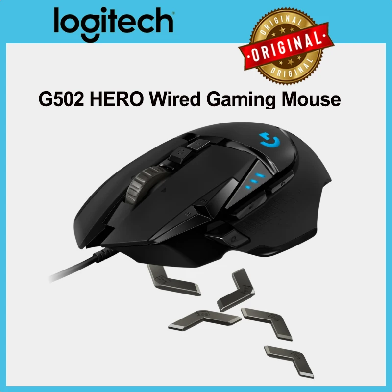 Logitech G502 HERO High Performance Gaming Mouse with HERO 25K Sensor 11 Programmable Buttons Adjustable Weights, Onboard Memory