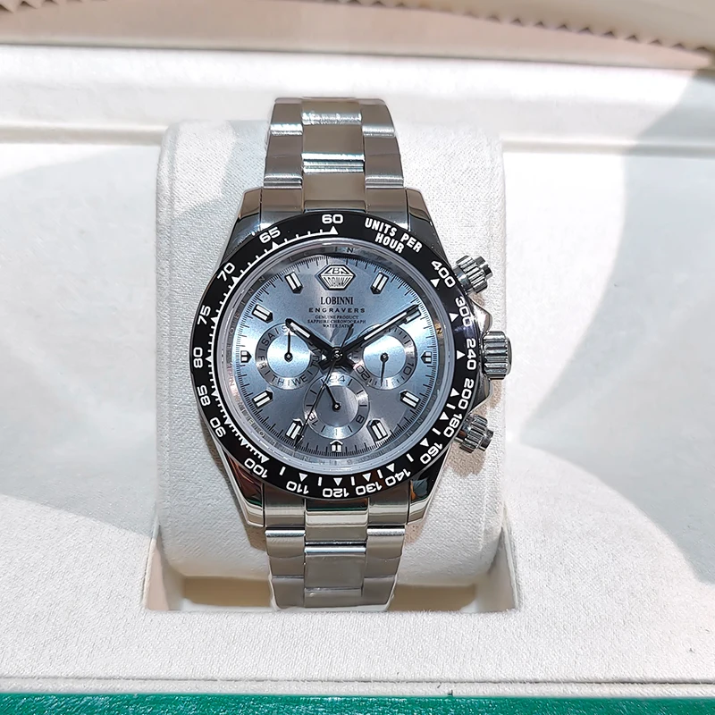 LOBINNI Business Automatic Watch For Men Functional Calendar Stainless Steel Case Mechanical Watch