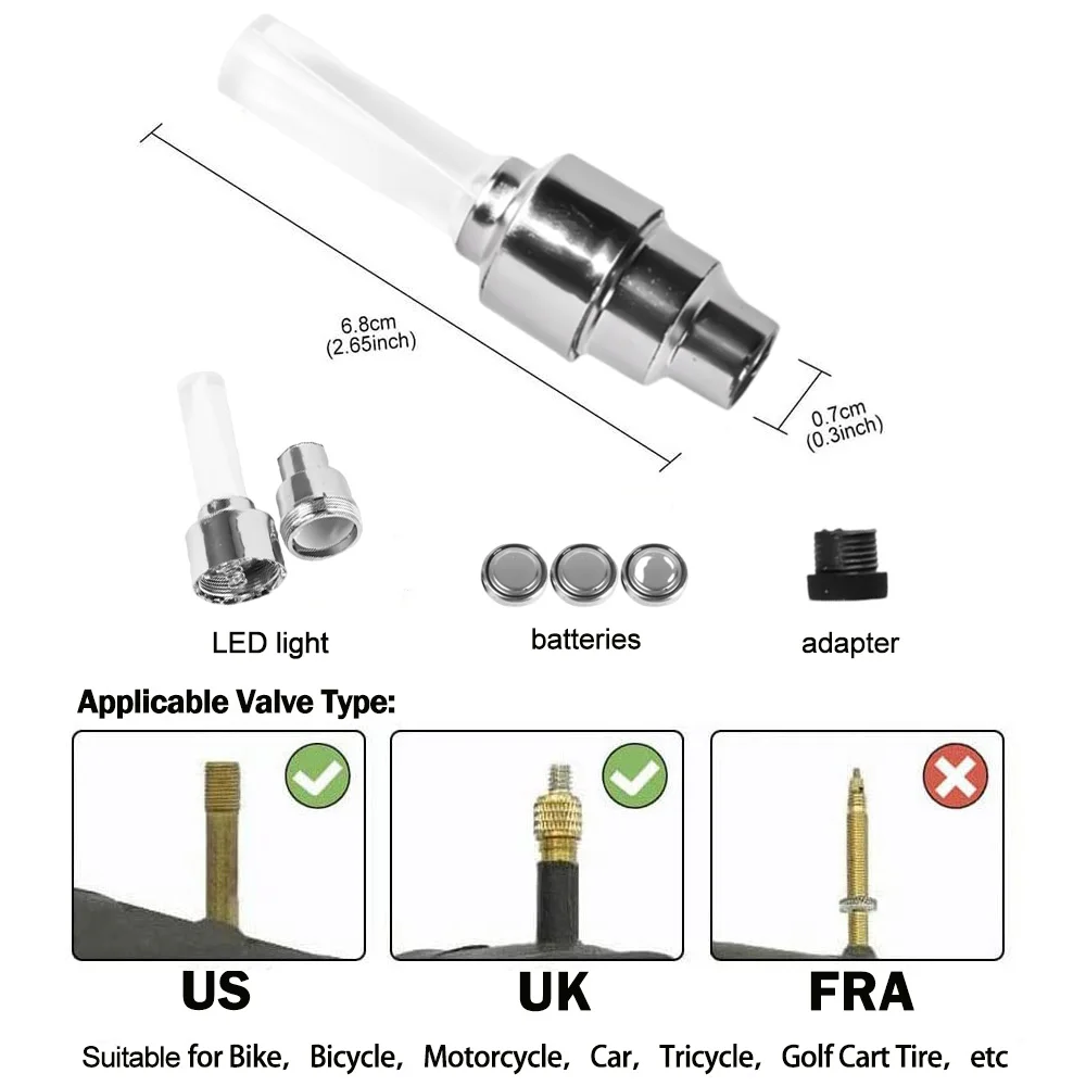 LED Bicycle Valve Light, Neon Bicycle Spoke Light, Bicycle Tire Valve Light, Night Riding Warning Light Bicycle Accessories