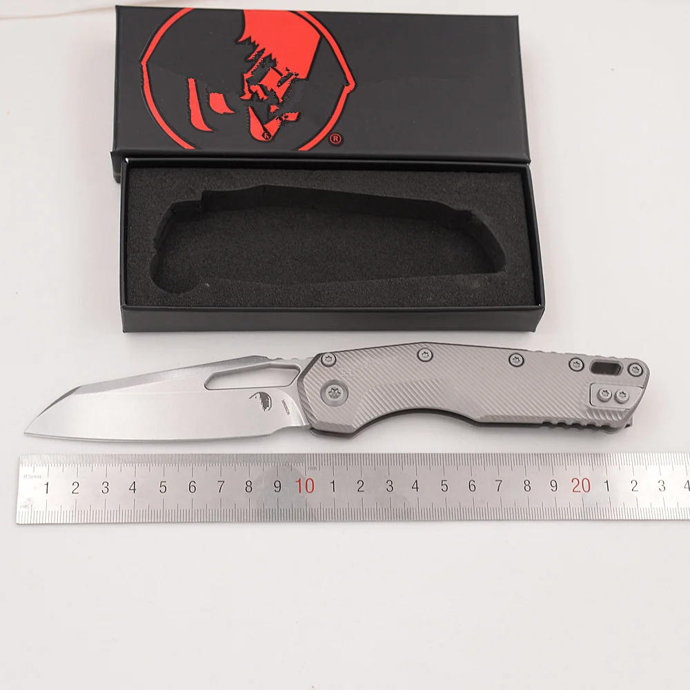 JUFULE New MSI Titanium Handle Deep Carry Ball Bearing Mark M390MK Hunt Survival Hike EDC Tool Folding Camping Pocket Knife