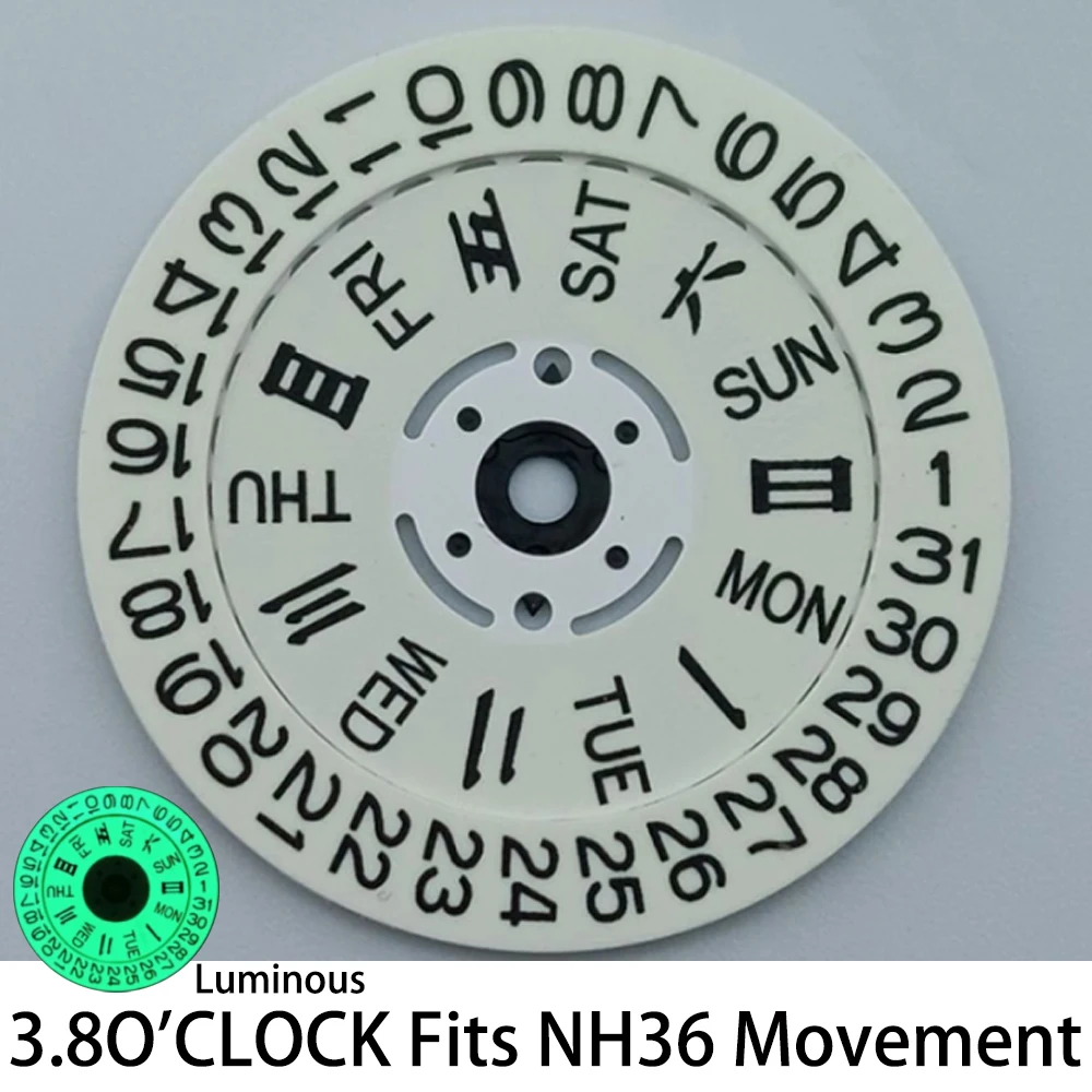NH36 Orologio luminoso Quadrante Movimento Ruota Doppio calendario 3.0/3.8/4.2 in punto Fit NH36 Movimento Accessori Orologi per uomo
