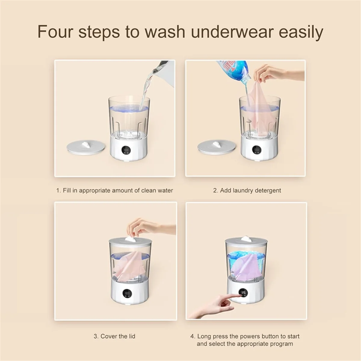 A88E-Portable Washing Machine 1.5L Mini Laundry Machine Rechargeable Socks Cleaner Clothes Washer For Commercial RV Indoor