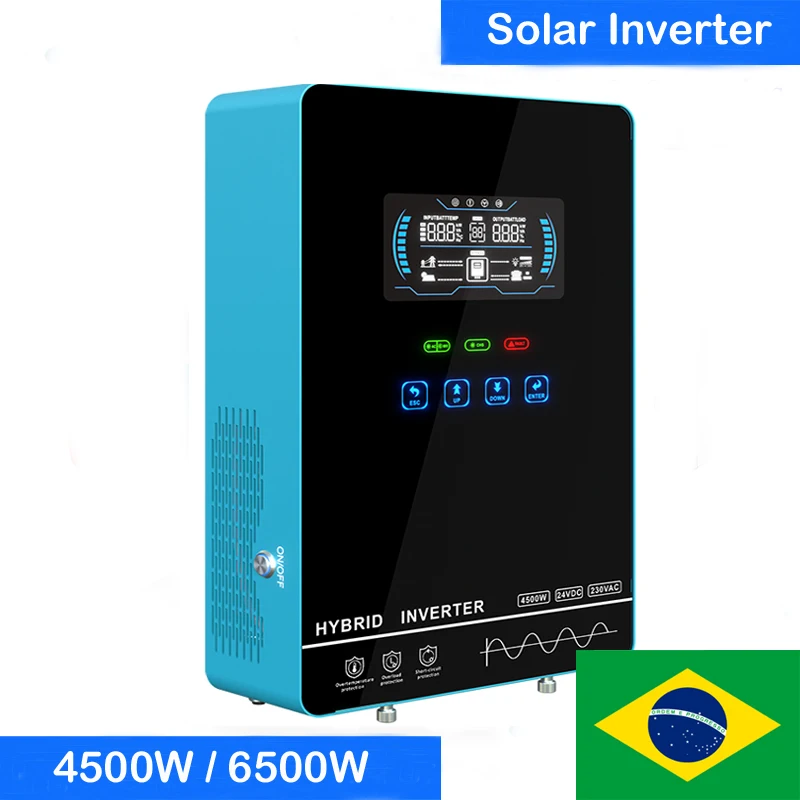 4500W 24V 6500W 48V DC para AC 230V Inversor solar híbrido com controlador de carga solar MPPT Max PV 450V 4.5KW 6.5KW Inversor solar