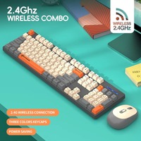 Wireless Keyboard and Mouse Kit 104 Keys Gaming Keyboard with 3 Colors Keycaps for Laptop Desktop PC Office Accessories