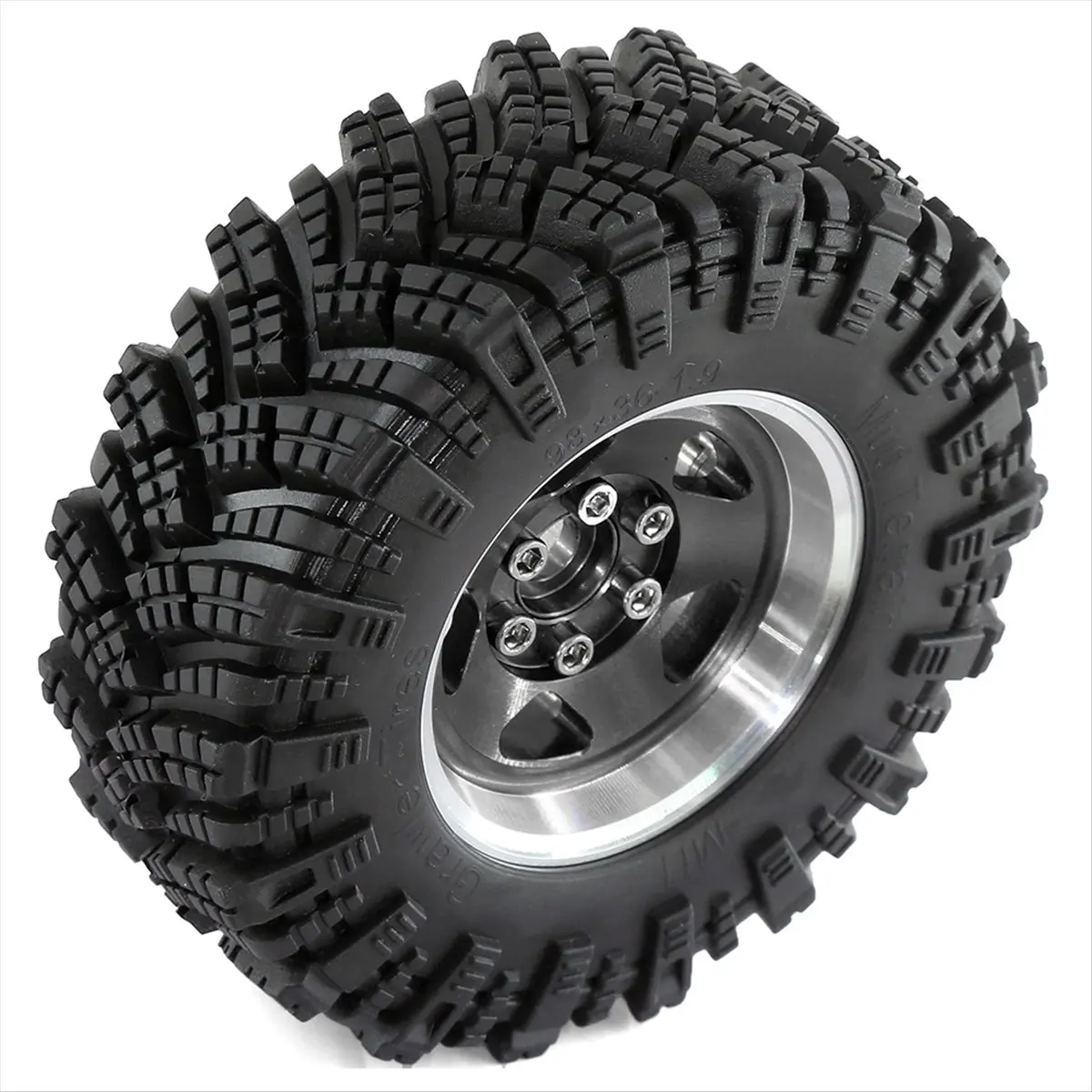 Doings 4pcs 98mm Metal 1.9Inch Beadlock Wheel Rim Rubber Tire Set for 1/10 RC Crawler Car TRX4 D90 Axial SCX10 II III Bronze