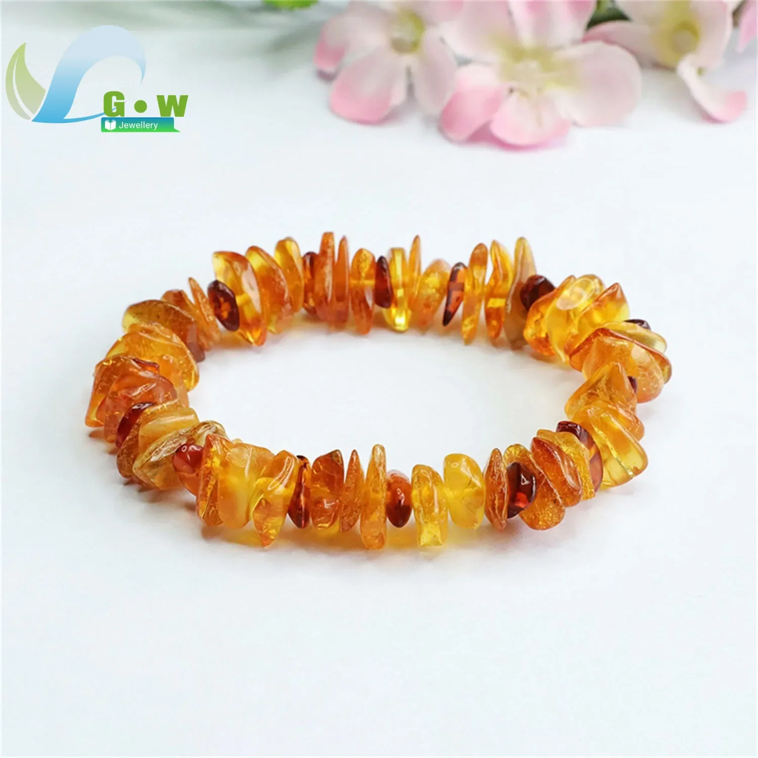 Natural Baltic Sea Amber Bead Bracelet Multi-Gem Raw Crushed Stone Blood Golden Jewelry Wholesale Bulk Lot Irregular Handmade