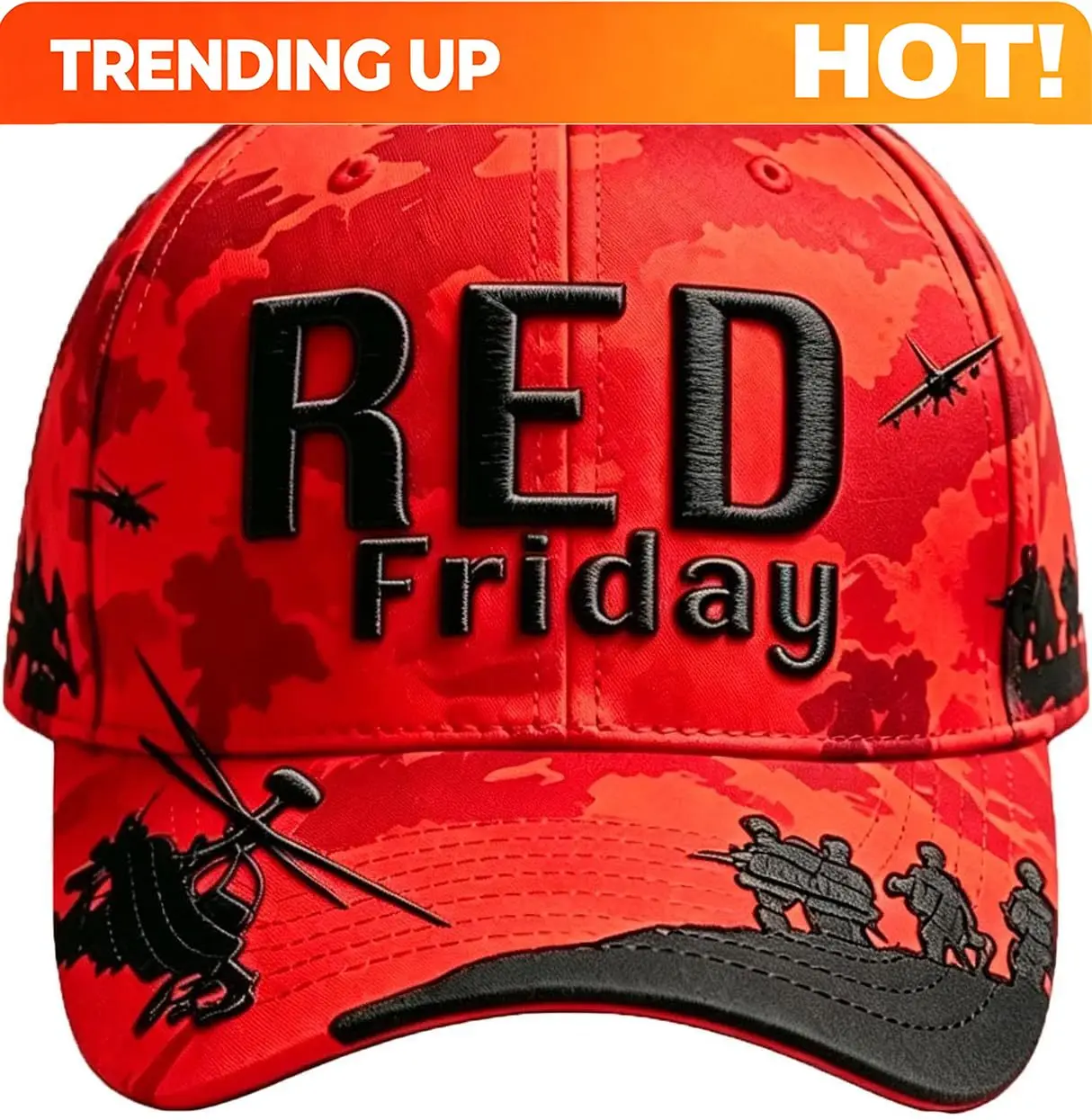 Custom RED Friday Remember Everyone Deployed Baseball Cap for Men | Patriotic Embroidered Adjustable Dad Hat, Vintage Cotton