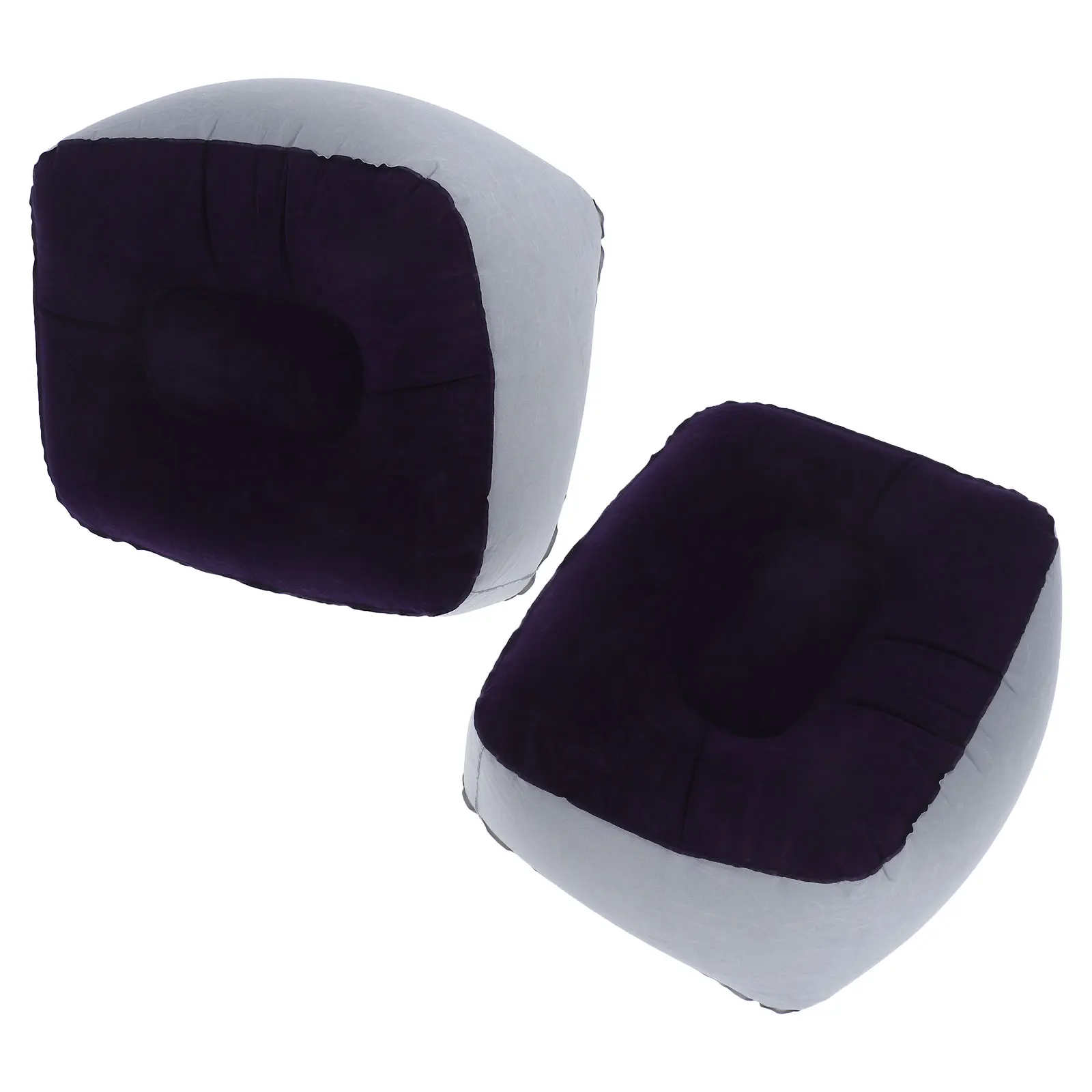 

2 pcs Inflatable Foot Rest Pillow Portable Toddler Mat Stool Leg Support Travel Airplane Train Home Use Comfortable PVC Flocking