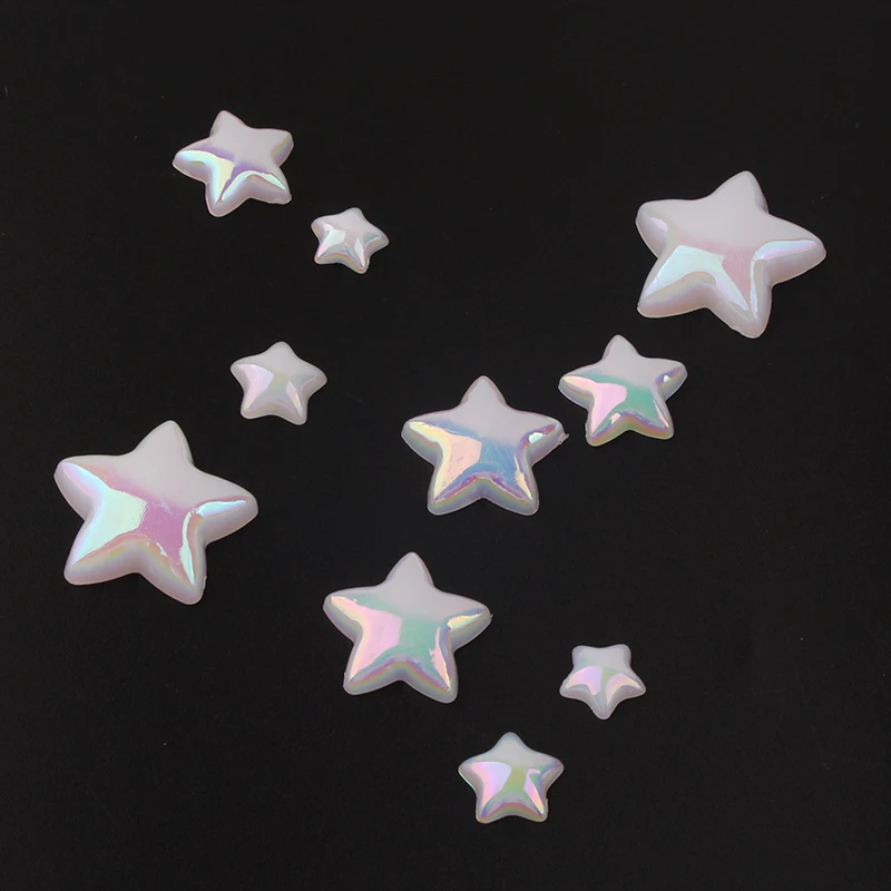 20pcs Colorful Mermaid Ji Pearl Five-pointed Star Half Patch Flat Bottom Acrylic Phone Case Diy Accessories Handmade Material