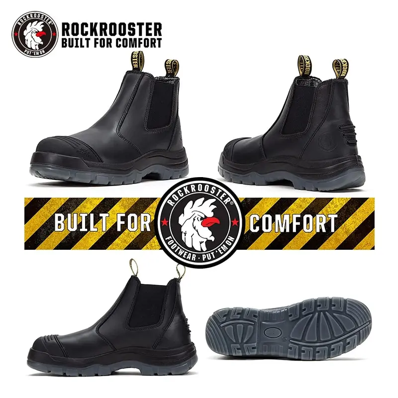 ROCKROOSTER Hiking Shoes Men Waterproof Trekking Shoes Full Grain Leather Sneakes Steel Toe Work Boots Breathable Ankle Boots