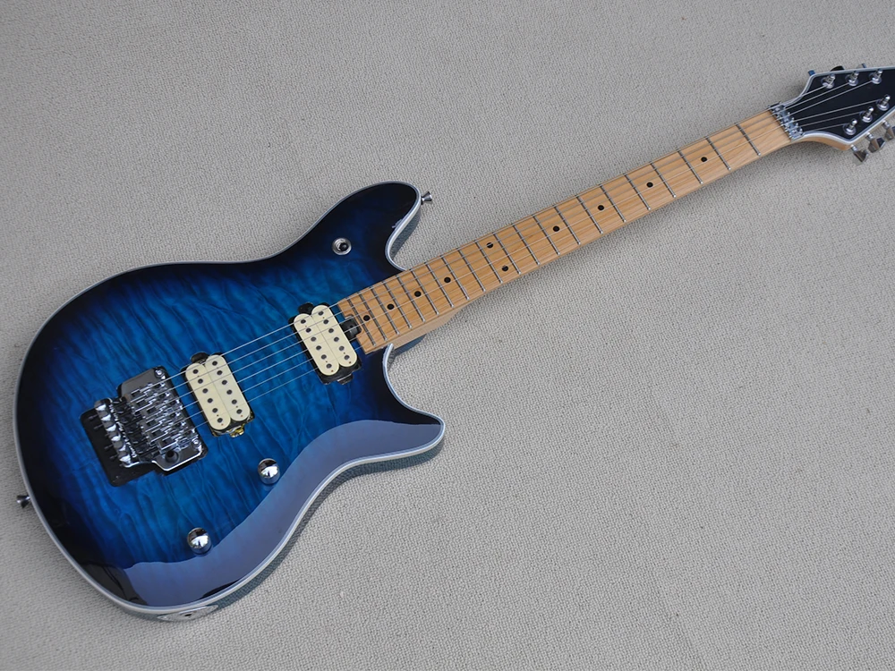 Dark Blue Electric Guitar with Tremolo,Quilted Maple Veneer,Maple Fretboard