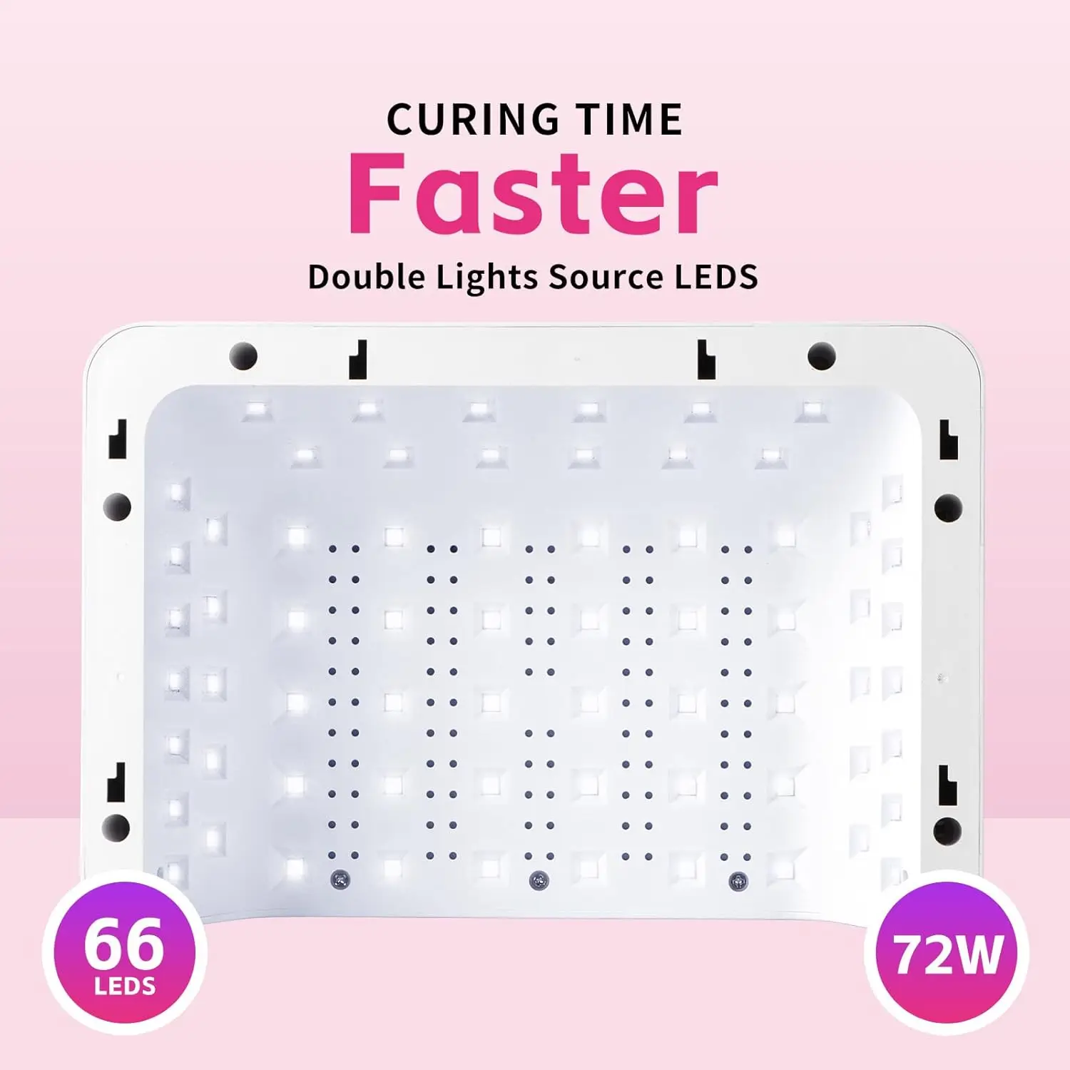 مصباح أظافر بالأشعة فوق البنفسجية بقدرة 72 وات، مصباح أظافر جل بمساحة كبيرة مع شاشة تعمل باللمس، وسادة مائلة ومنفذ USB