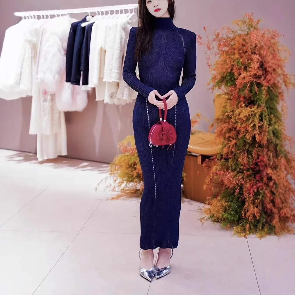 Ele ouro malha gola alta camada base dr oco design longo sve feminino dr versão premium europeu sle