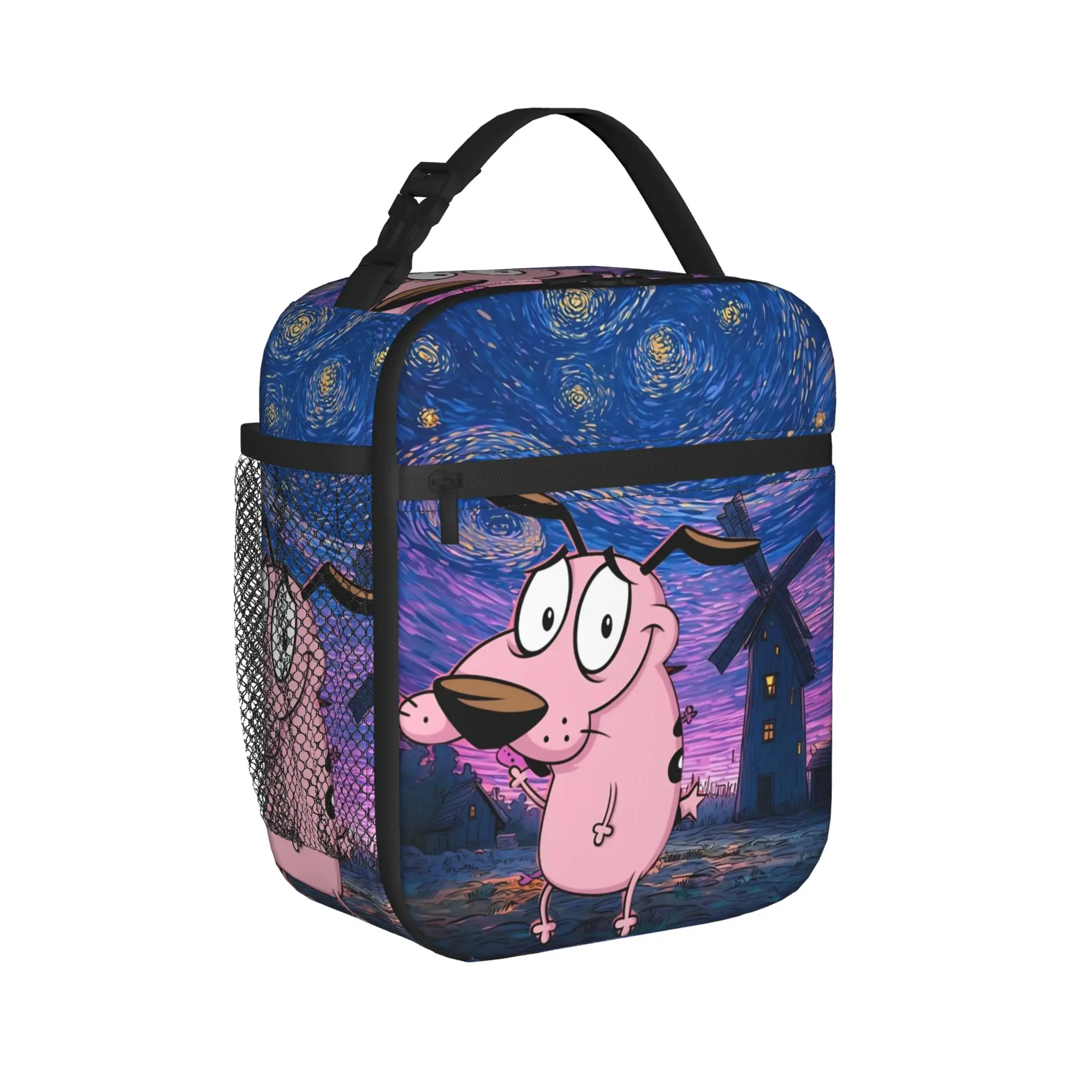 Couraged Cowardlys Dogs Sacs à lunch isothermes, sac thermique réutilisable, conteneur de repas, boîte à lunch en forme de dessin animé, pour hommes et femmes, bureau, pique-nique
