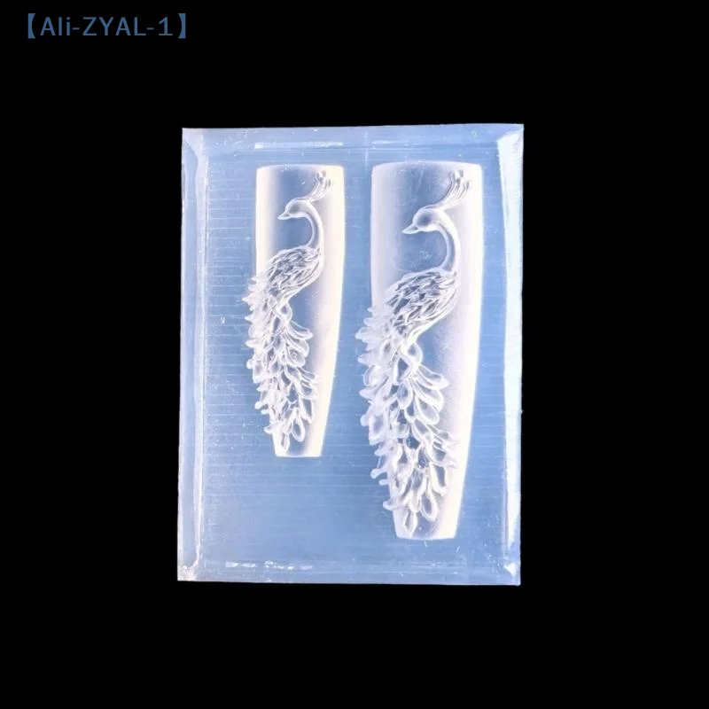 【ZYAL-1】 Stampo per unghie in silicone 3D pavone Decorazione per unghie fai da te Stampo per manicure trasparente per artigianato di gioielli per unghie