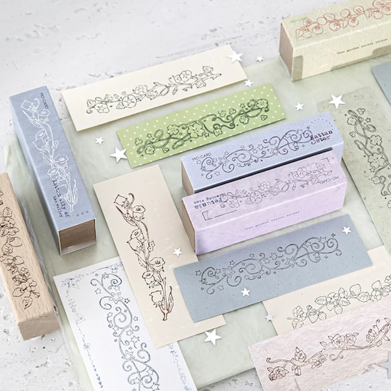 Cute Rose Lily Cirrus Climbing Plants Flower Vine Shape Wood Stamp for Scrapbooking Card Making Craft Supplies Wooden Seal