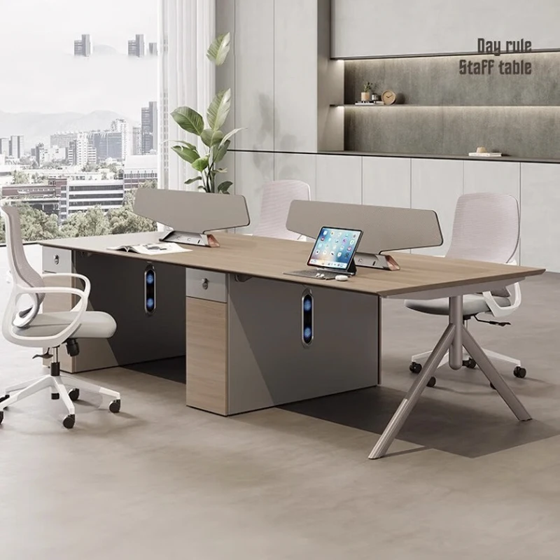 4 Seats Modular Modern Luxury Wooden Desk Workstation Free Combination Panel Villa Office Partition