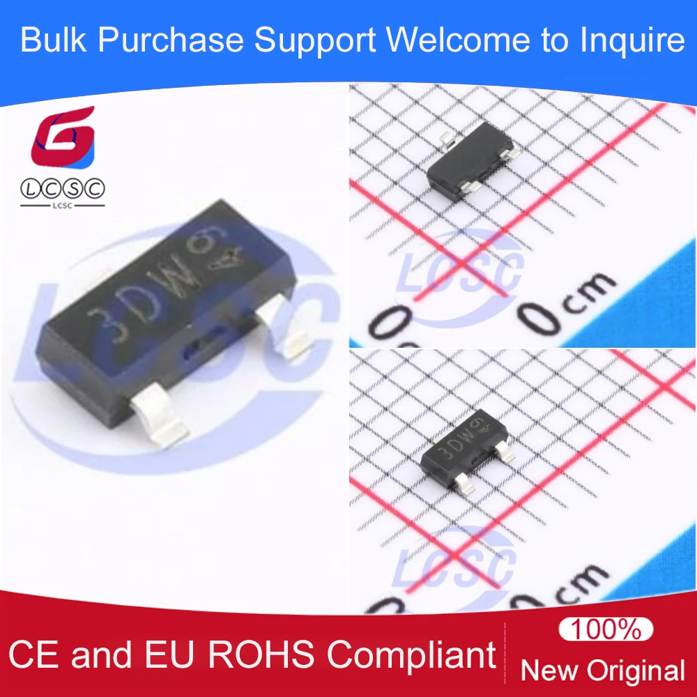 20-100Pcs/Lot Original BC856,215 3-Pin 65V 100mA 250mW PNP General-Purpose Transistors Bipolar Junction Transistor Code 3DW