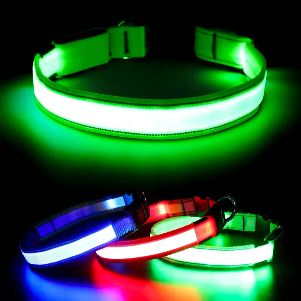 

XS/M LED Dog Collar USB Rechargeable Light Dog Collar Lights Adjustable Soft Safety Night Light Flashing 3 modes Pet Supplies
