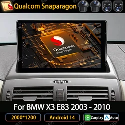 Android 14 Wireless CarPlay Auto For BMW X3 E83 2004 - 2012 Car Radio Multimedia Video Player Navigation GPS 2Din 360 Camera 4G