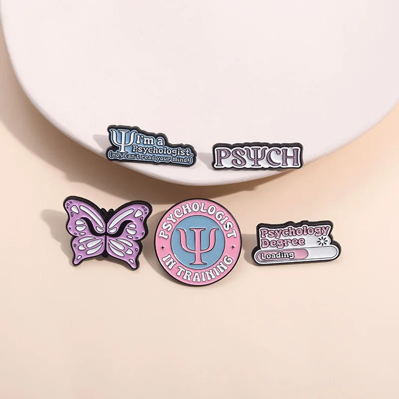 Creative Alloy Badges Psychology Enamel Pins Custom Phrase Butterfly Brooch Clothing Backpack Accessories Metal Pin Jewelry Gift