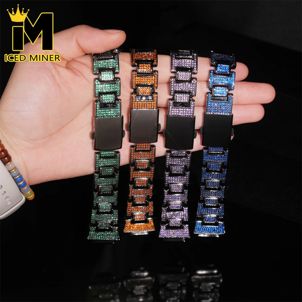 Icedminer Bling Watch Strap For CAS** Watch Series Colorful Brass Zircon Iced Out Wrist Band Free Shipping