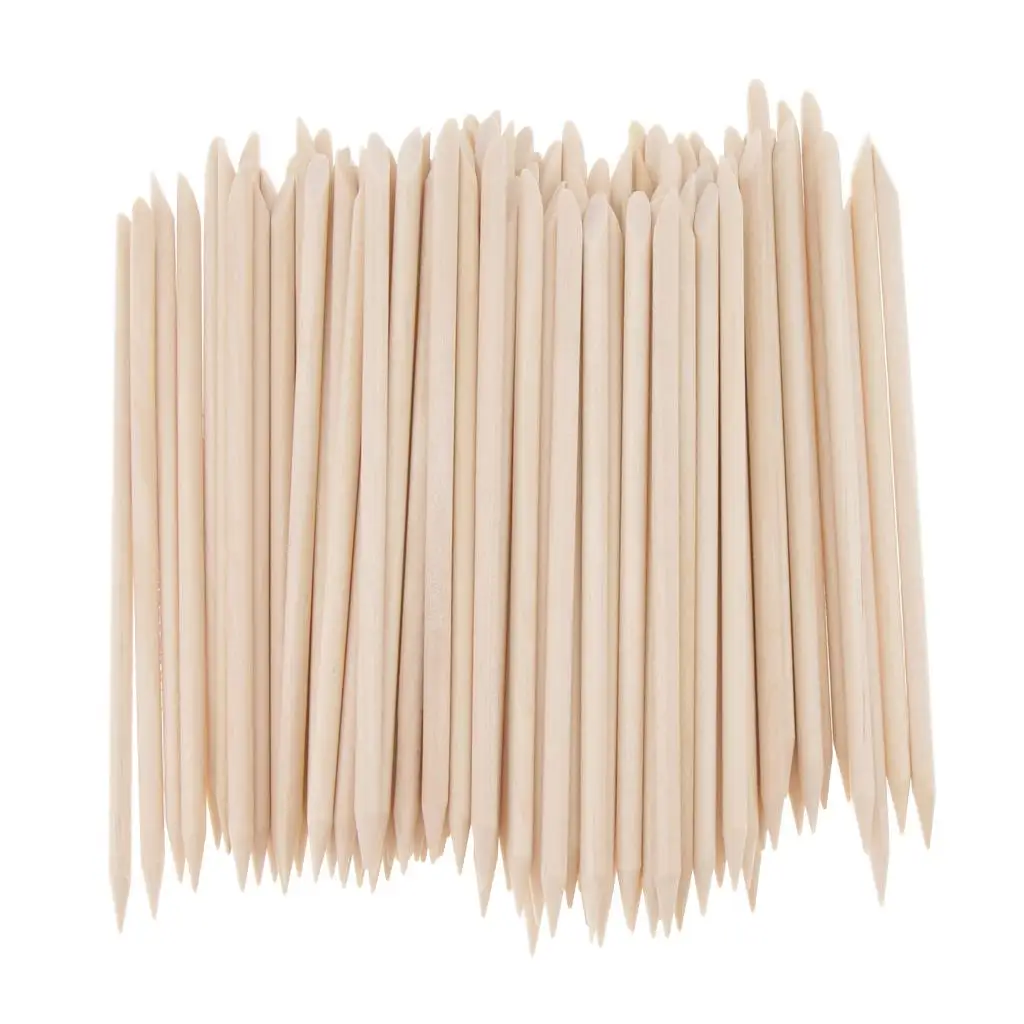 100 Pcs Portable Nail Wooden Sticks Set Toenail Cuticle Pusher Remover