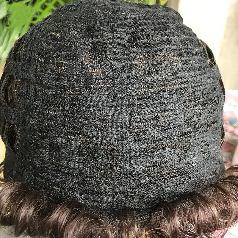 2024 رجل براون مزيج قصير مجعد الألياف الاصطناعية باروكات الشعر الرجال شعر مستعار يومي #5