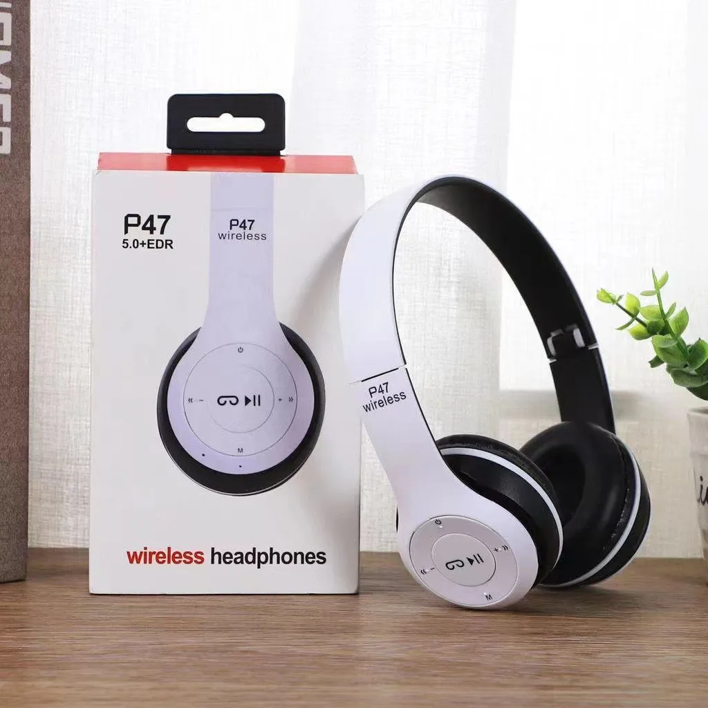 

P47 Bluetooth 5.0 Wireless Headphone Foldable HIFI Stereo Bass Earphone Kid Helmet Gift With Mic USB Adaptor For iPhone Game