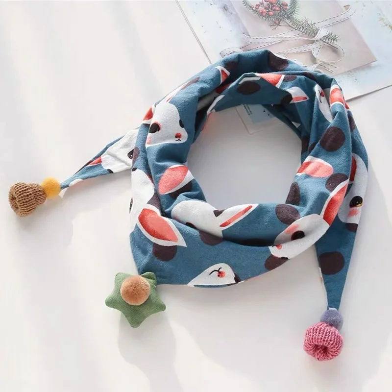 Bufanda triangular gruesa para niños, babero de algodón, versión coreana, Otoño e Invierno